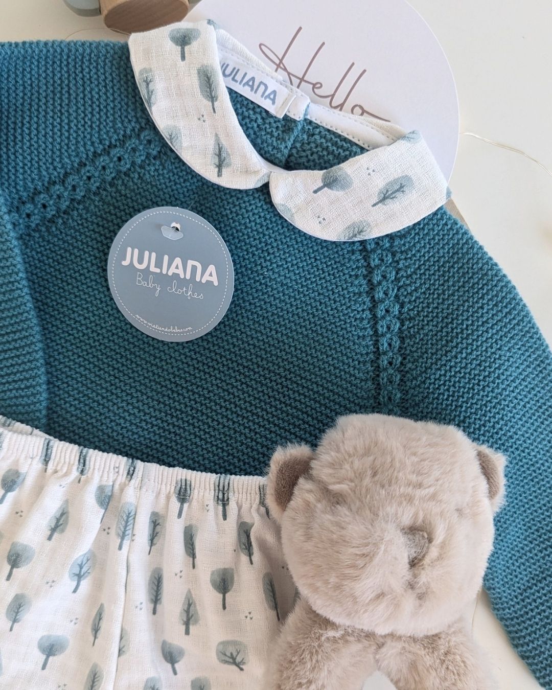 Conjunto Bebé Niño Pantalon Arbolitos Verde Baltico 25587 - Colección Oda de Juliana