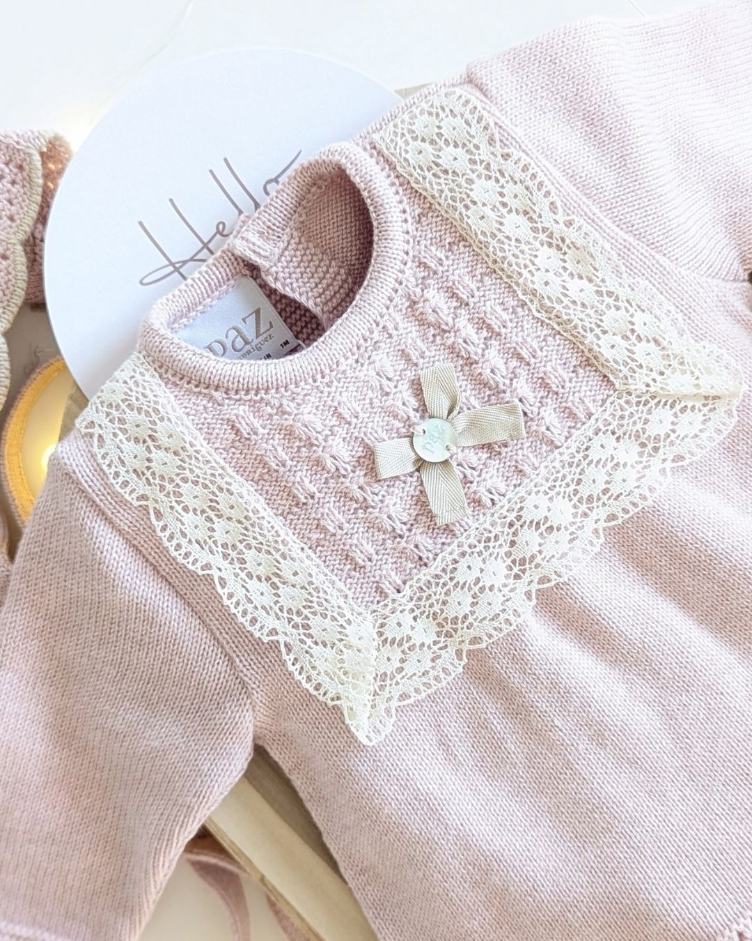 Conjunto Bebe Polaina Pascua Rosa Palo 103-123107 - Paz Rodriguez