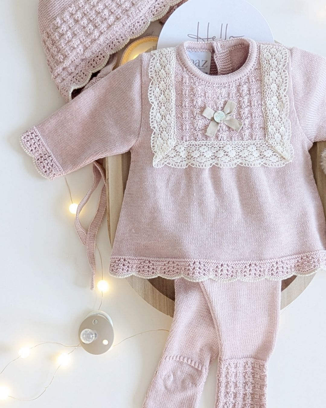 Conjunto Bebe Polaina Pascua Rosa Palo 103-123107 - Paz Rodriguez