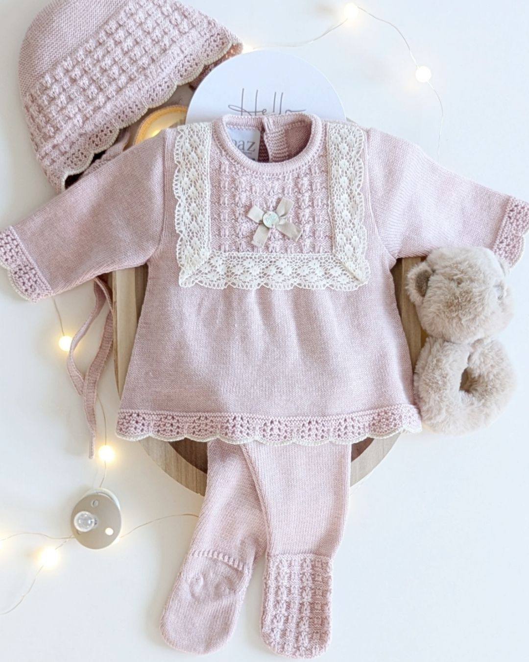 Conjunto Bebe Polaina Pascua Rosa Palo 103-123107 - Paz Rodriguez