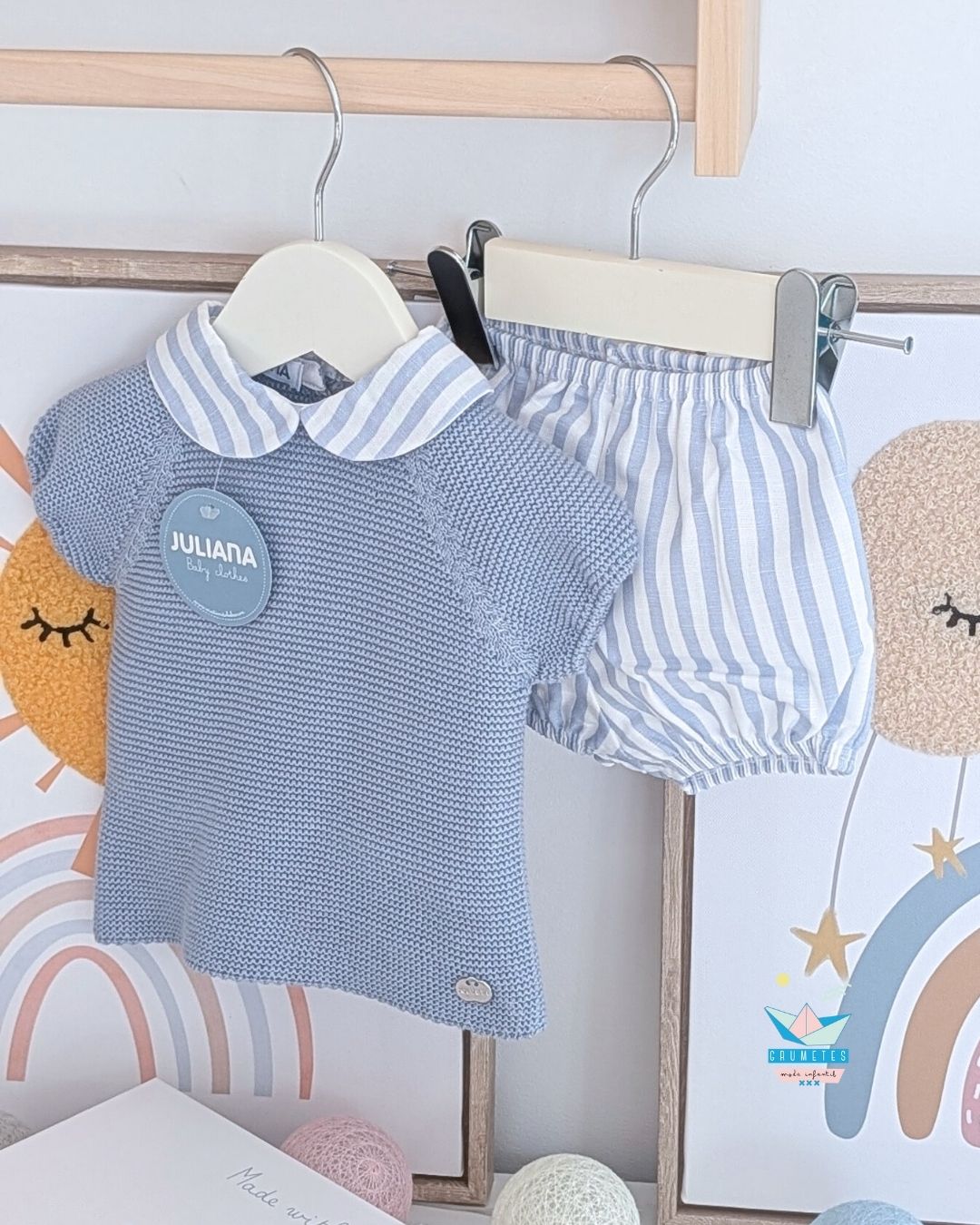 Conjunto Bebé Rayas Cielo 🍋 Colección Limonada - Juliana