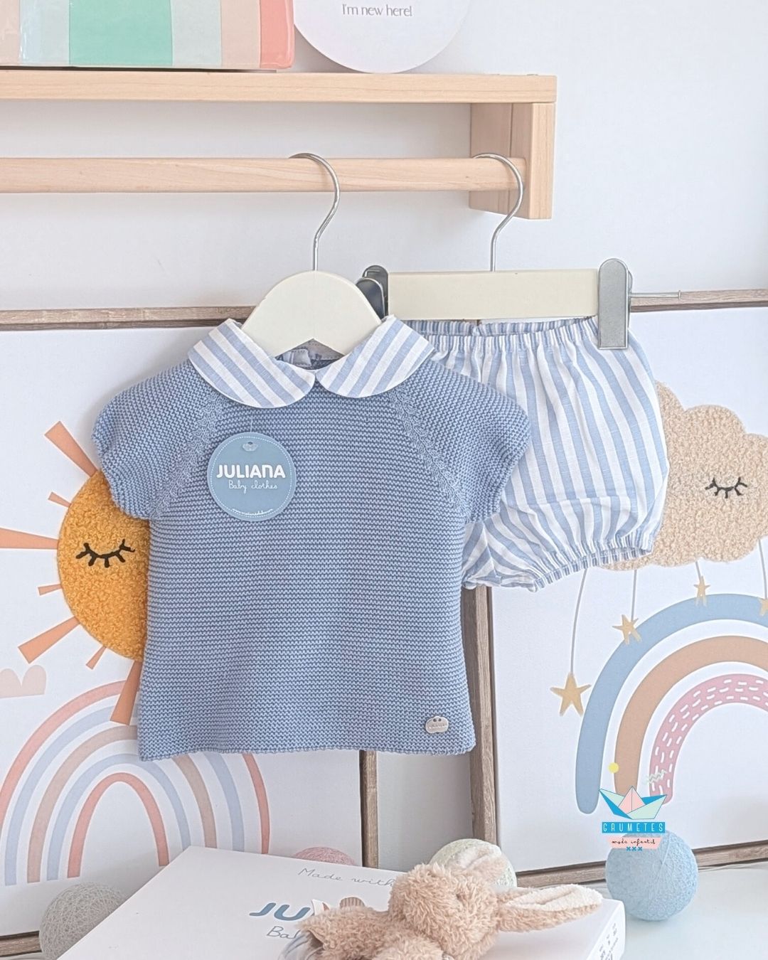 Conjunto Bebé Rayas Cielo 🍋 Colección Limonada - Juliana