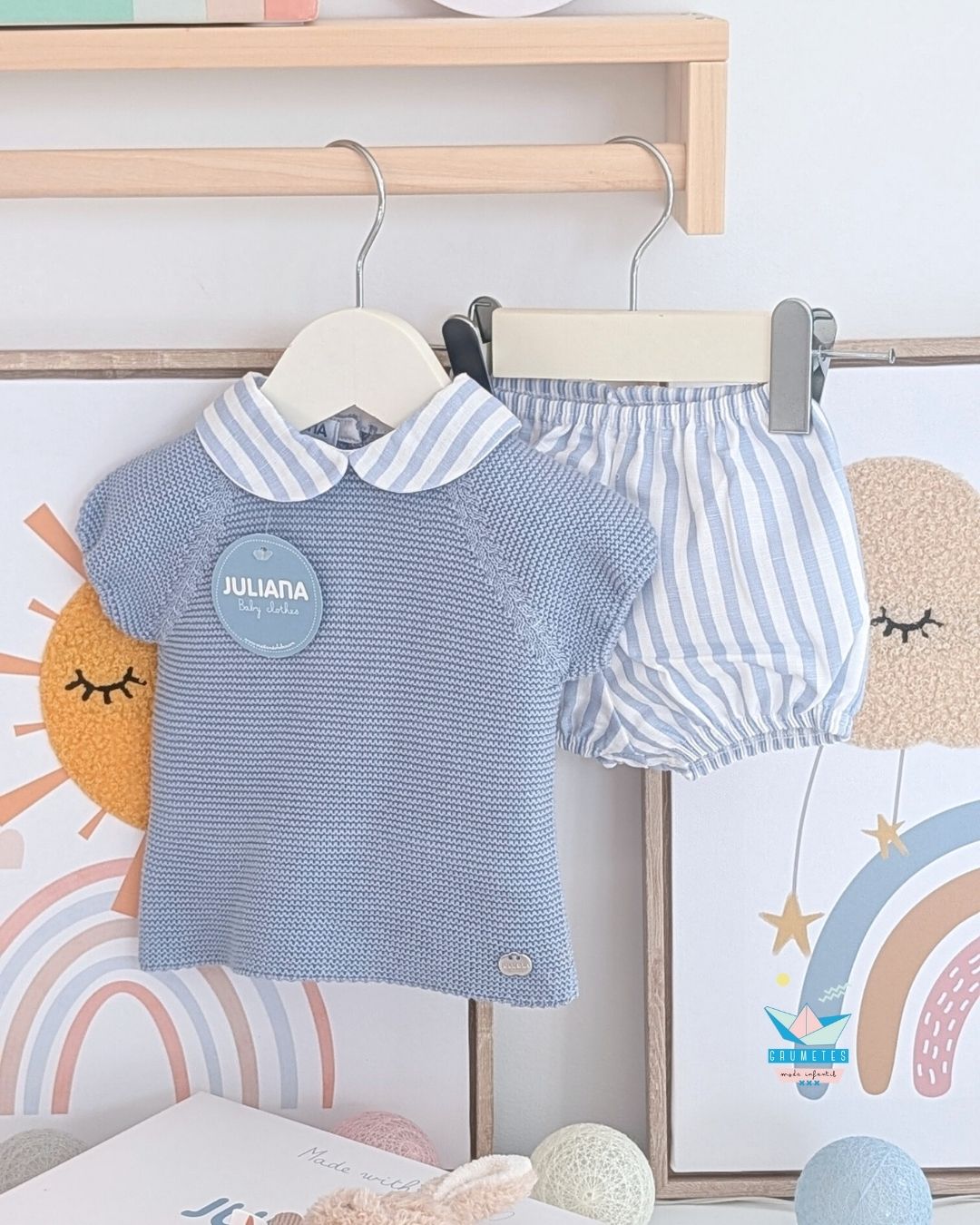 Conjunto Bebé Rayas Cielo 🍋 Colección Limonada - Juliana