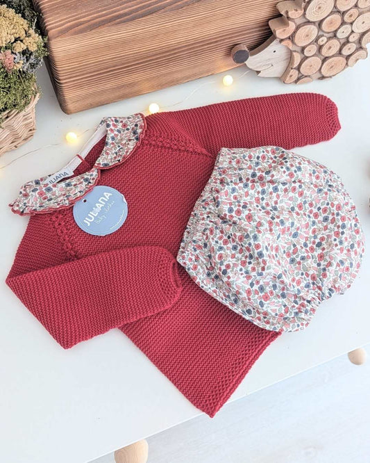Conjunto Braga Flores Grosella - Colección Escarla Juliana