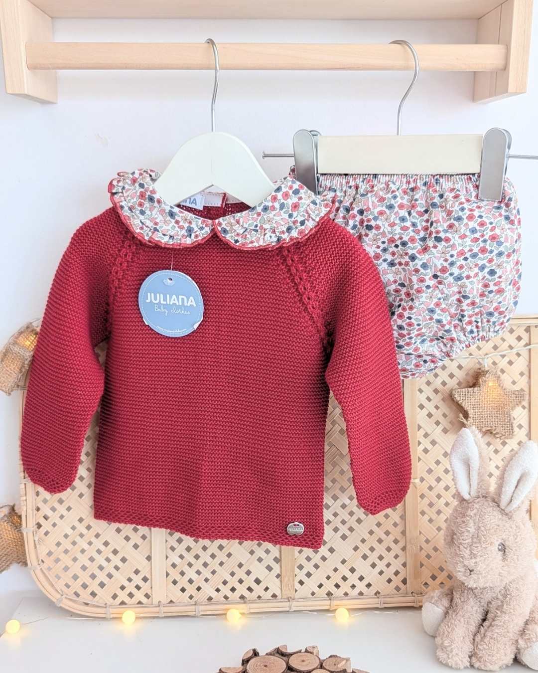 Conjunto Braga Flores Grosella - Colección Escarla Juliana