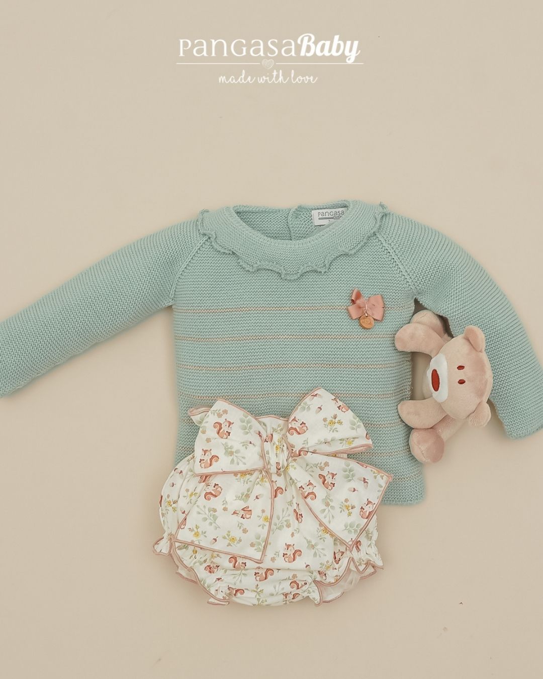 Conjunto Braguita Ardilla Verde Mint 🐿Soft & Wild - Pangasa Baby