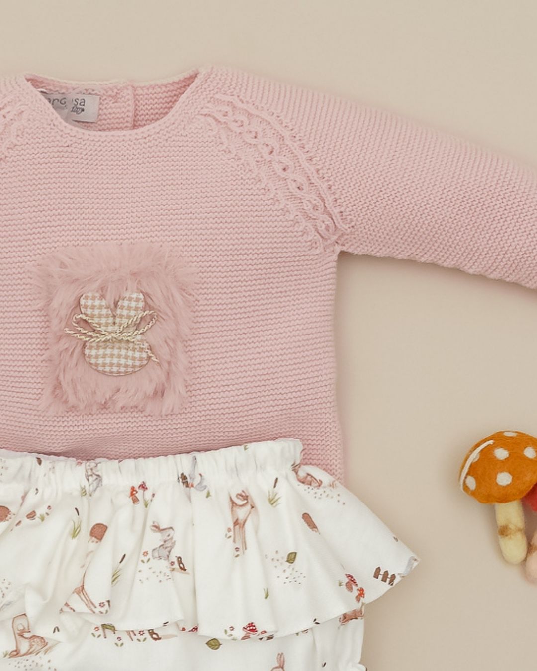 Conjunto Braguita Bambi & Conejo Rosa Empolvado 🦌 Petite Bambi - Pangasa Baby