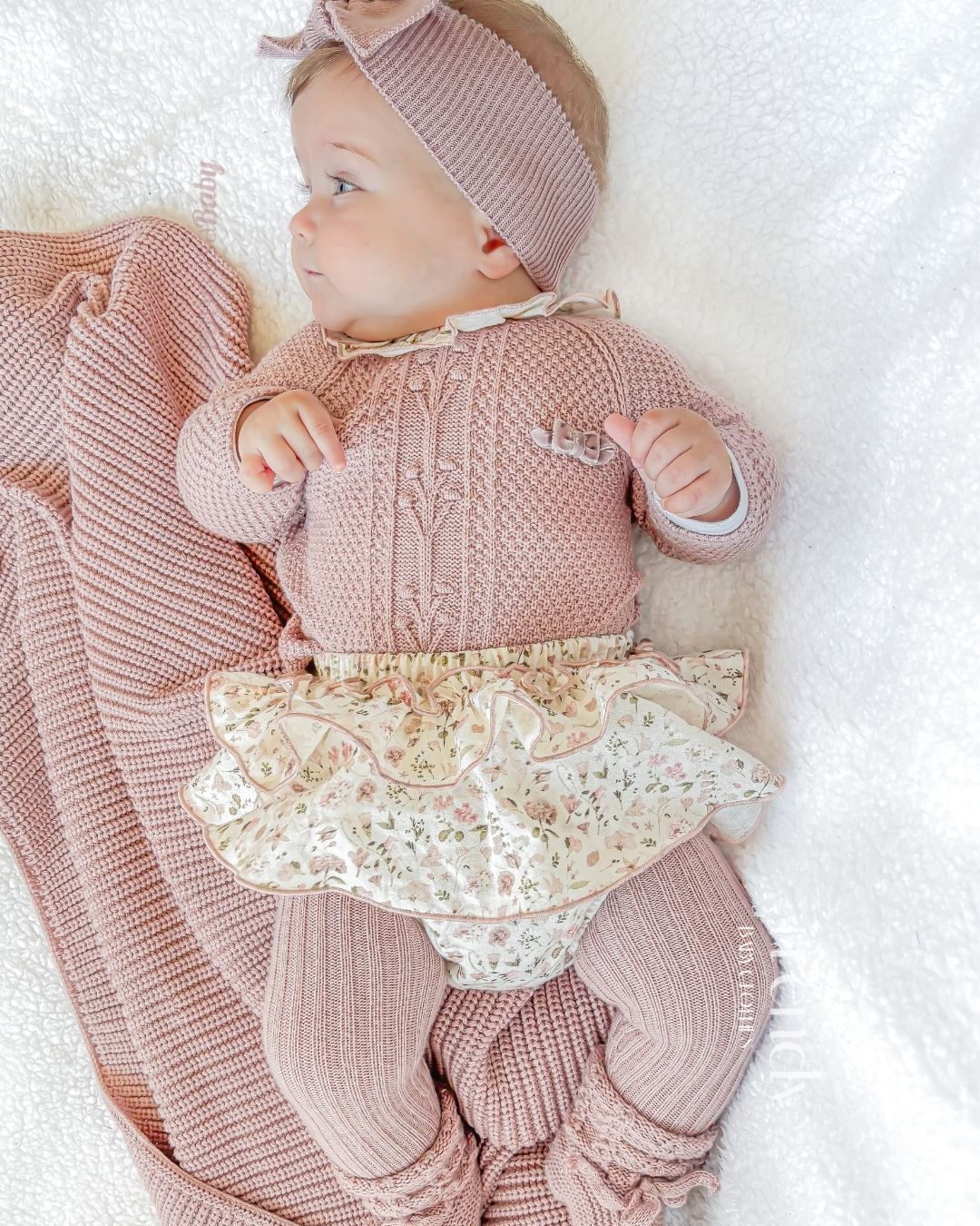 Conjunto bebe Braguita Rosa Vintage Flores 🌸 Velvet Pink - Pangasa Baby