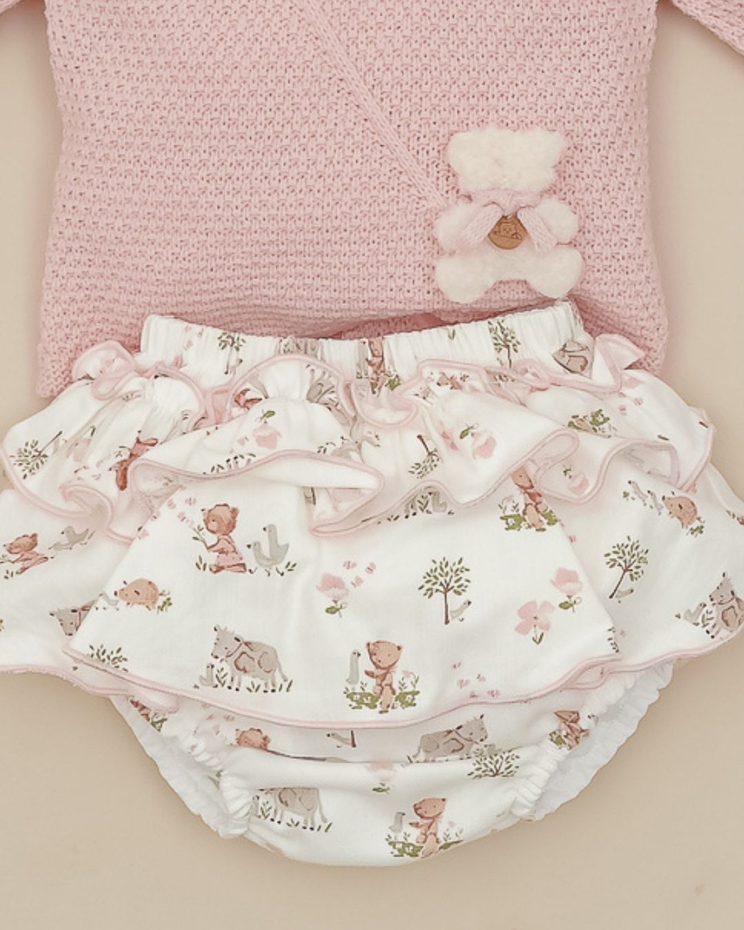 Conjunto Braguita Teddy Rosa Empolvado 🧸 Ositos Tiny Bear - Pangasa Baby