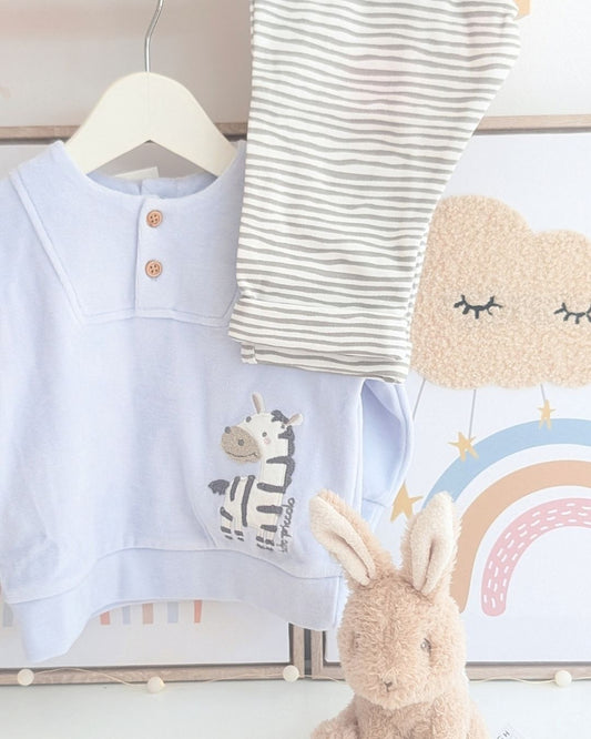 Conjunto Dos Piezas Zebra Celeste - Tutto Piccolo