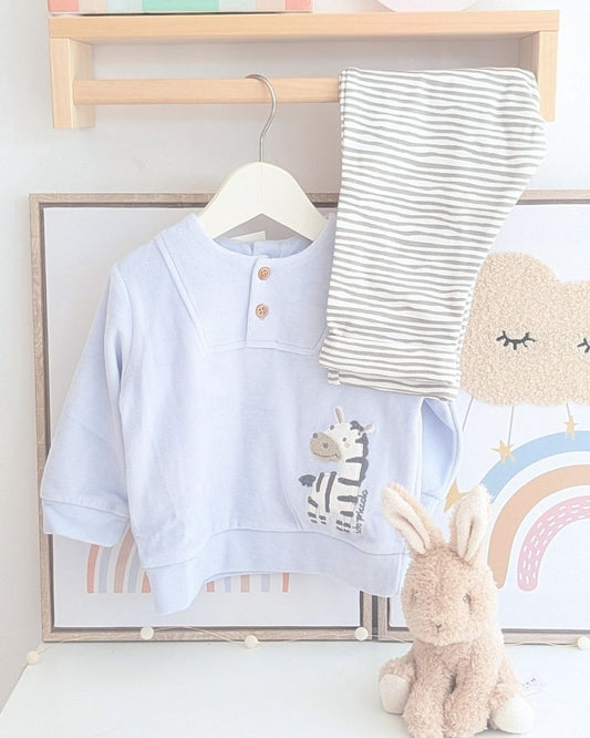 Conjunto Dos Piezas Zebra Celeste - Tutto Piccolo