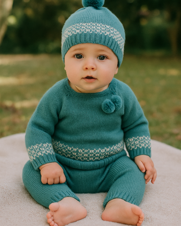 Conjunto Pantalon Cenefa Verde Báltico - Colección Oda de Juliana