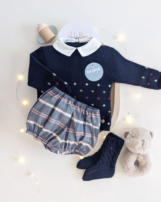 Conjunto Pantalon Cuadros Marino 25590 - Colección Armonia de Juliana