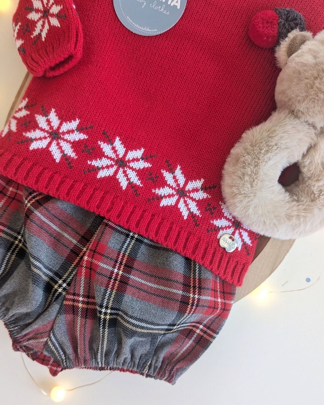 Conjunto Pantalon Cuadros Rojo 25585 - Colección Melodia de Juliana