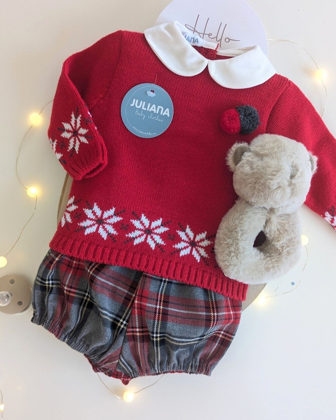 Conjunto Pantalon Cuadros Rojo 25585 - Colección Melodia de Juliana