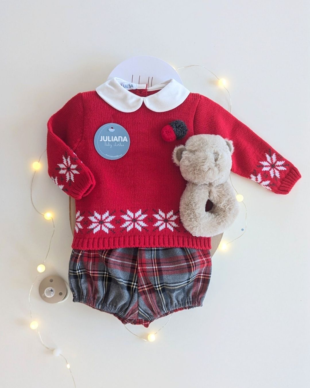 Conjunto Pantalon Cuadros Rojo 25585 - Colección Melodia de Juliana