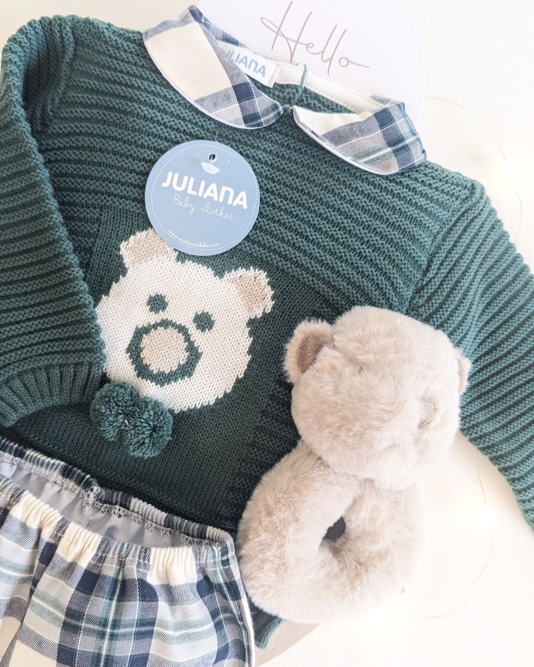 Conjunto Pantalon Osito Verde Musgo 25589 - Colección Sinfonia de Juliana
