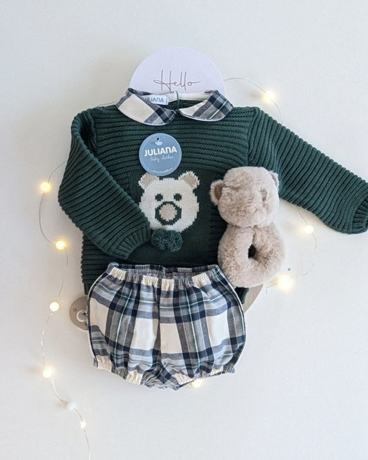 Conjunto Pantalon Osito Verde Musgo 25589 - Colección Sinfonia de Juliana