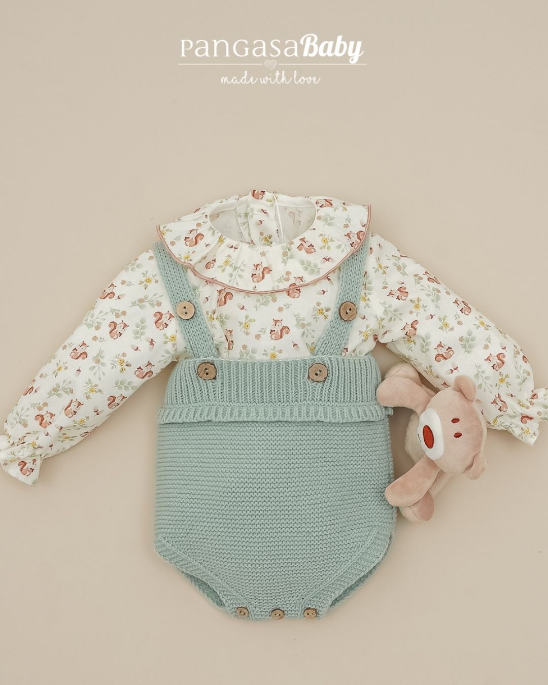 Conjunto Peto Ardilla Verde Mint🐿Soft & Wild - Pangasa Baby