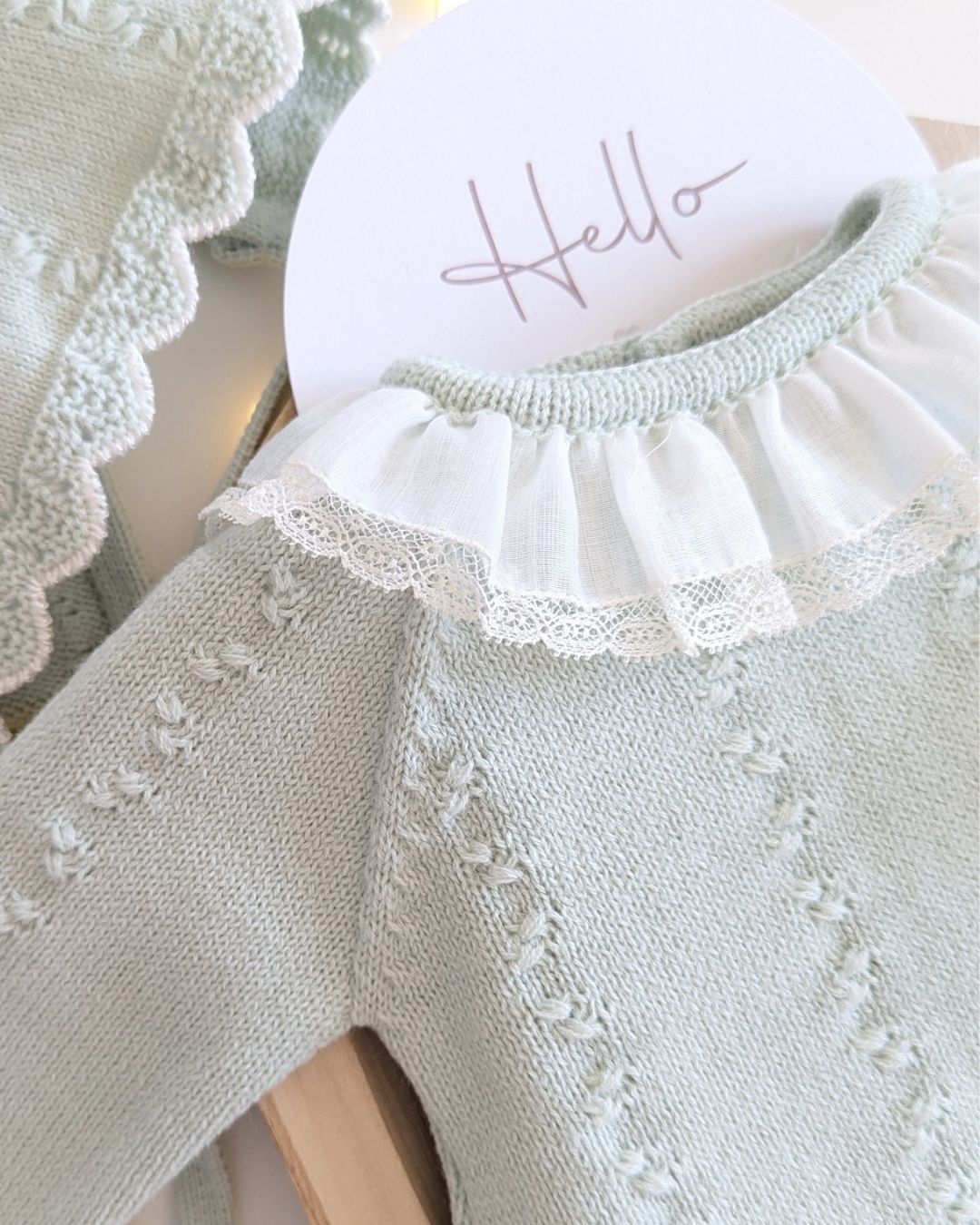 Conjunto Polaina Minino Verde Palo - Paz Rodriguez