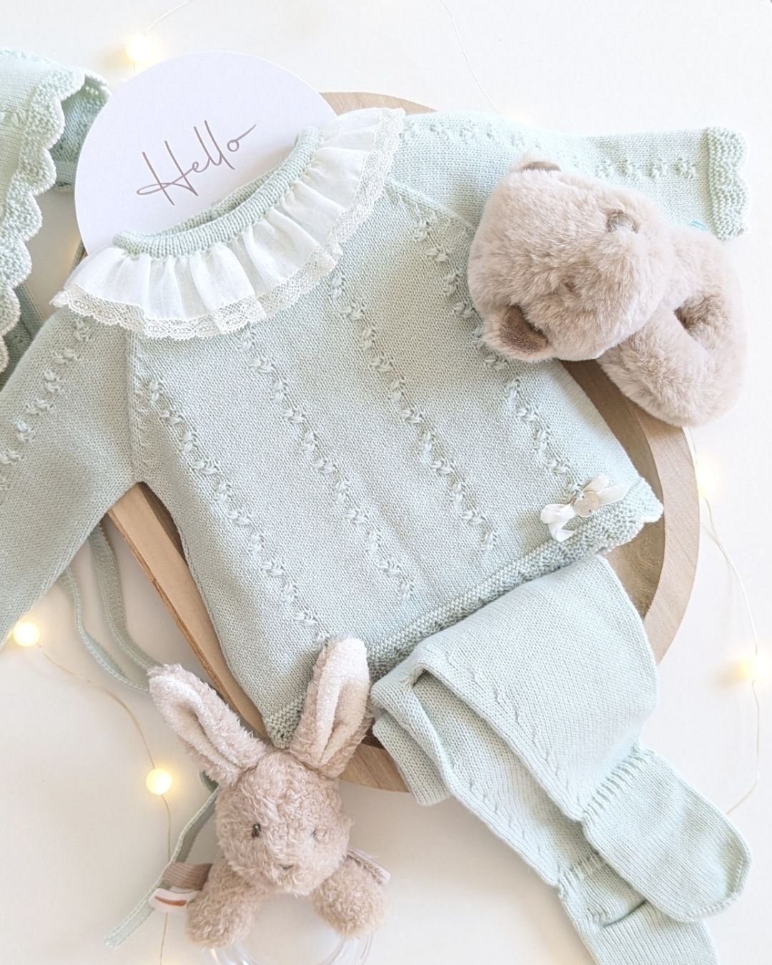 Conjunto Polaina Minino Verde Palo - Paz Rodriguez