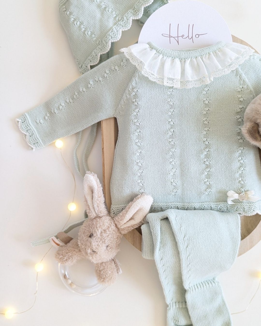 Conjunto Polaina Minino Verde Palo - Paz Rodriguez