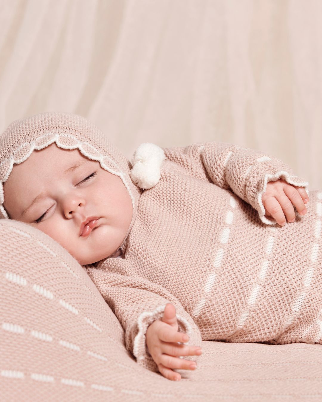 Conjunto Polaina Recogidas Rosa Palo y Crudo - Colección Piano de Juliana