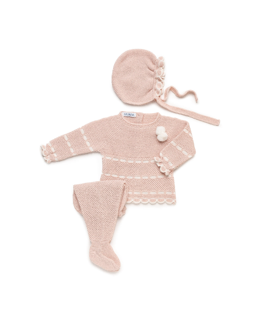 Conjunto Polaina Recogidas Rosa Palo y Crudo - Colección Piano de Juliana