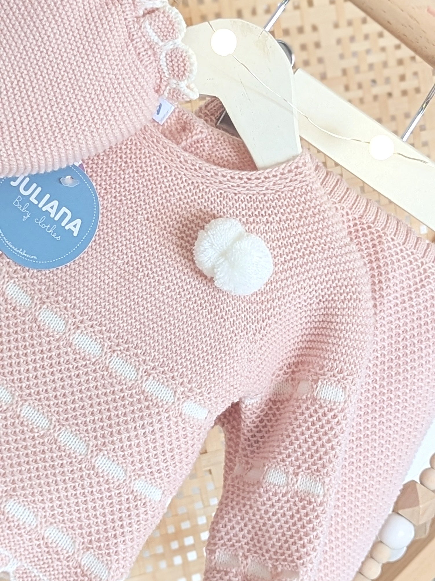 Conjunto Polaina Recogidas Rosa Palo y Crudo - Colección Piano de Juliana