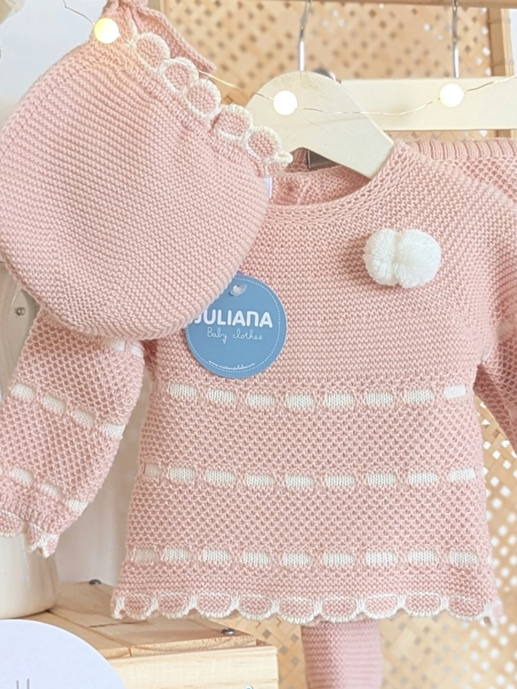 Conjunto Polaina Recogidas Rosa Palo y Crudo - Colección Piano de Juliana