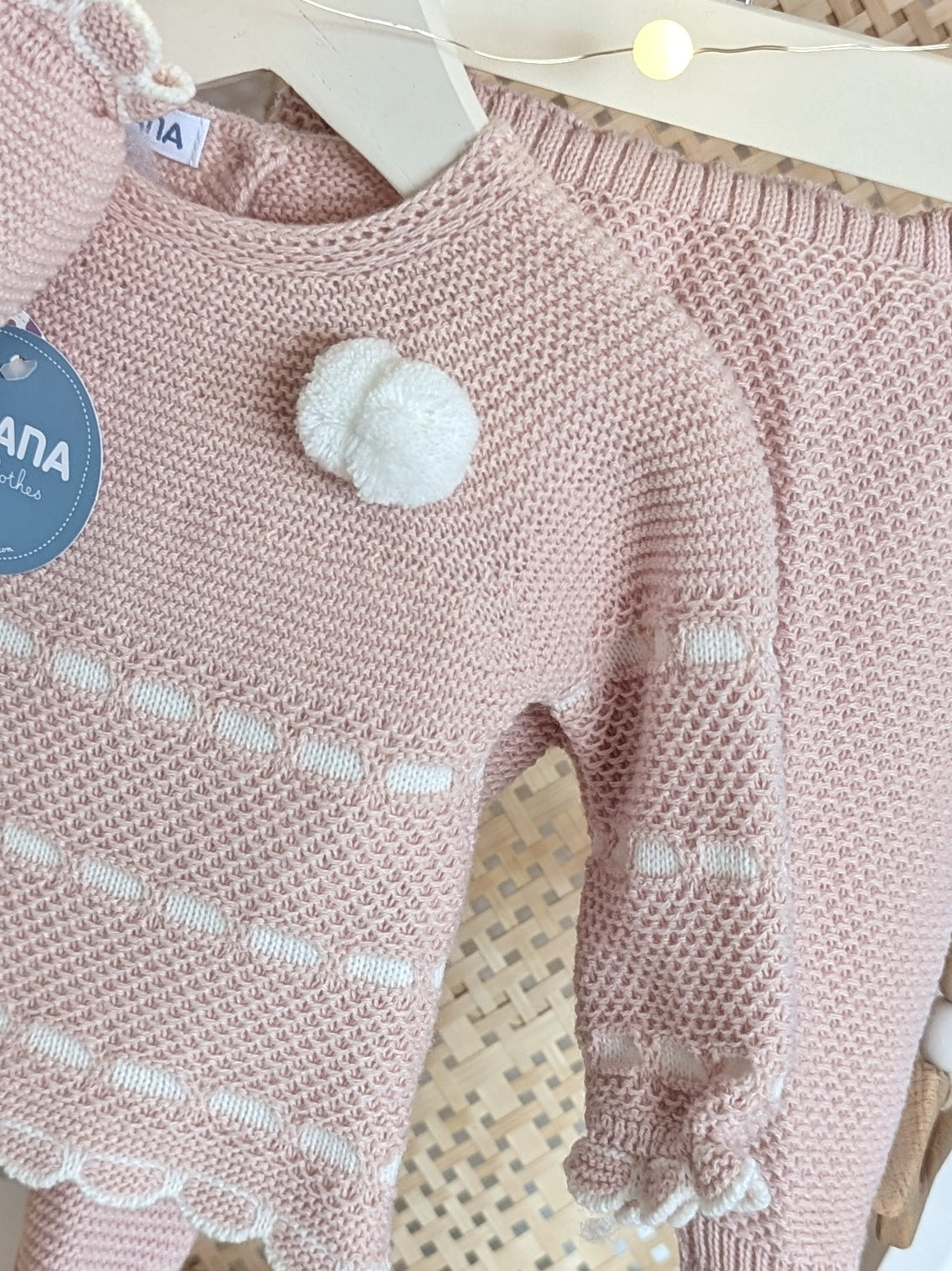 Conjunto Polaina Recogidas Rosa Palo y Crudo - Colección Piano de Juliana