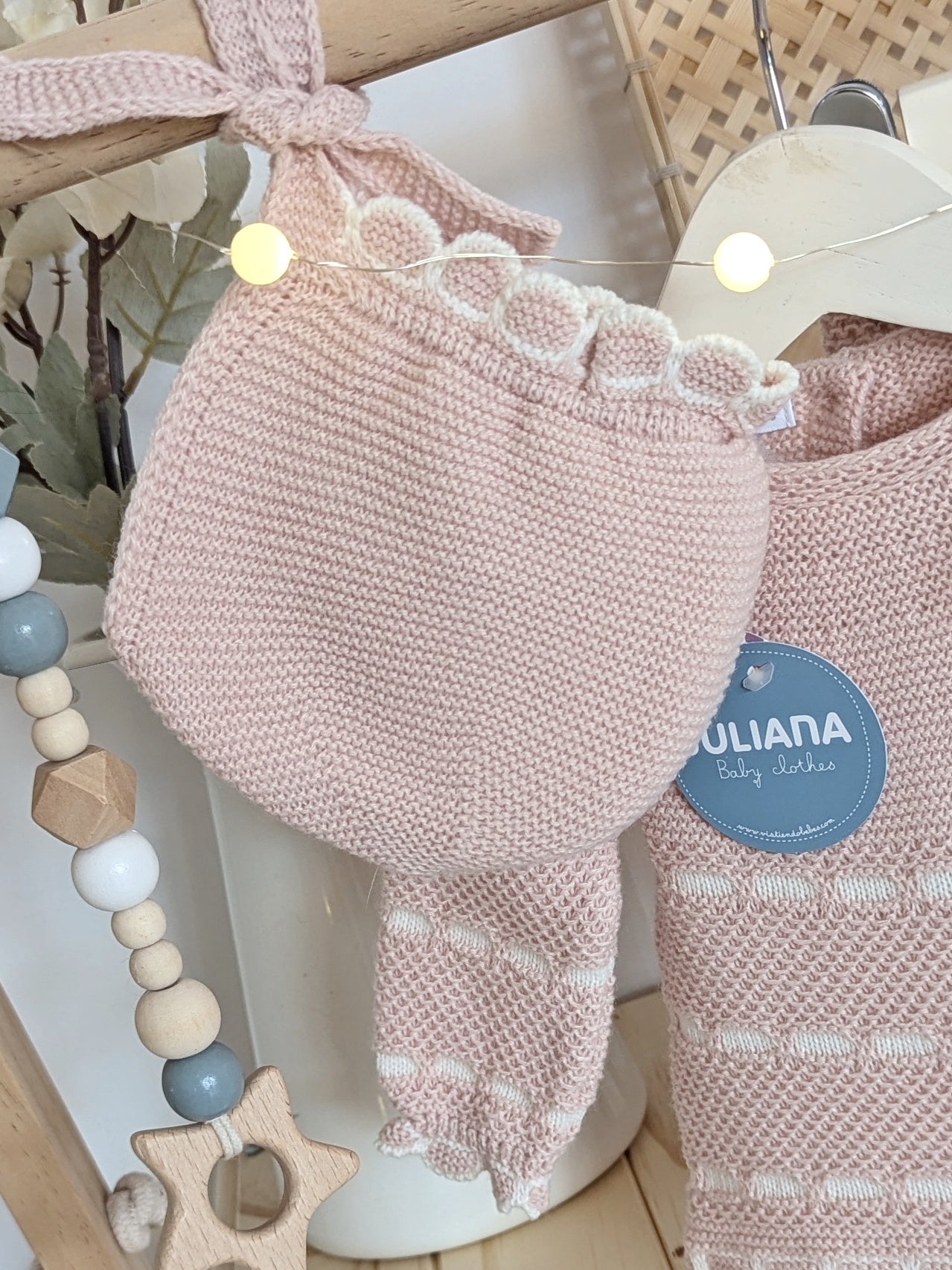 Conjunto Polaina Recogidas Rosa Palo y Crudo - Colección Piano de Juliana