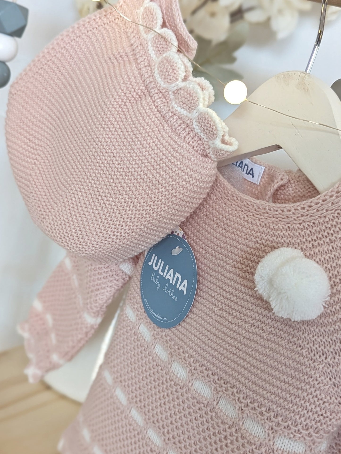 Conjunto Polaina Recogidas Rosa Palo y Crudo - Colección Piano de Juliana