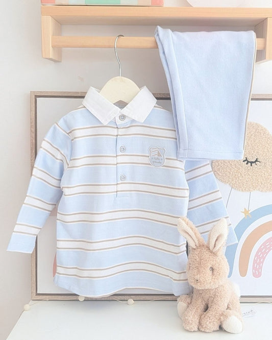Conjunto Polo Rayas Celeste - Tutto Piccolo
