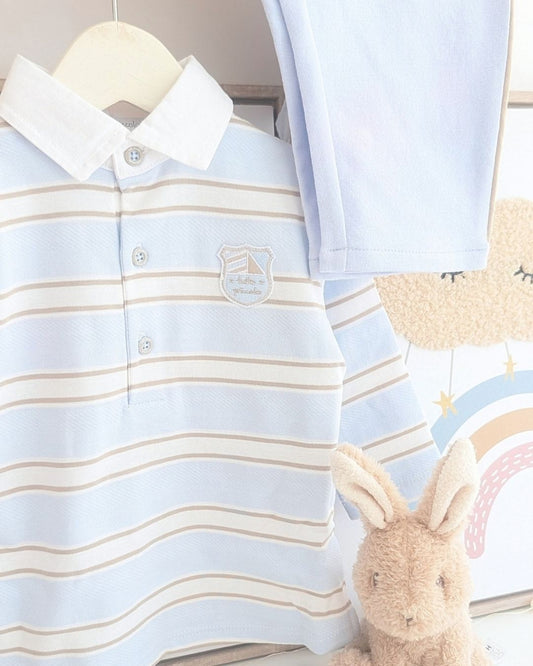 Conjunto Polo Rayas Celeste - Tutto Piccolo