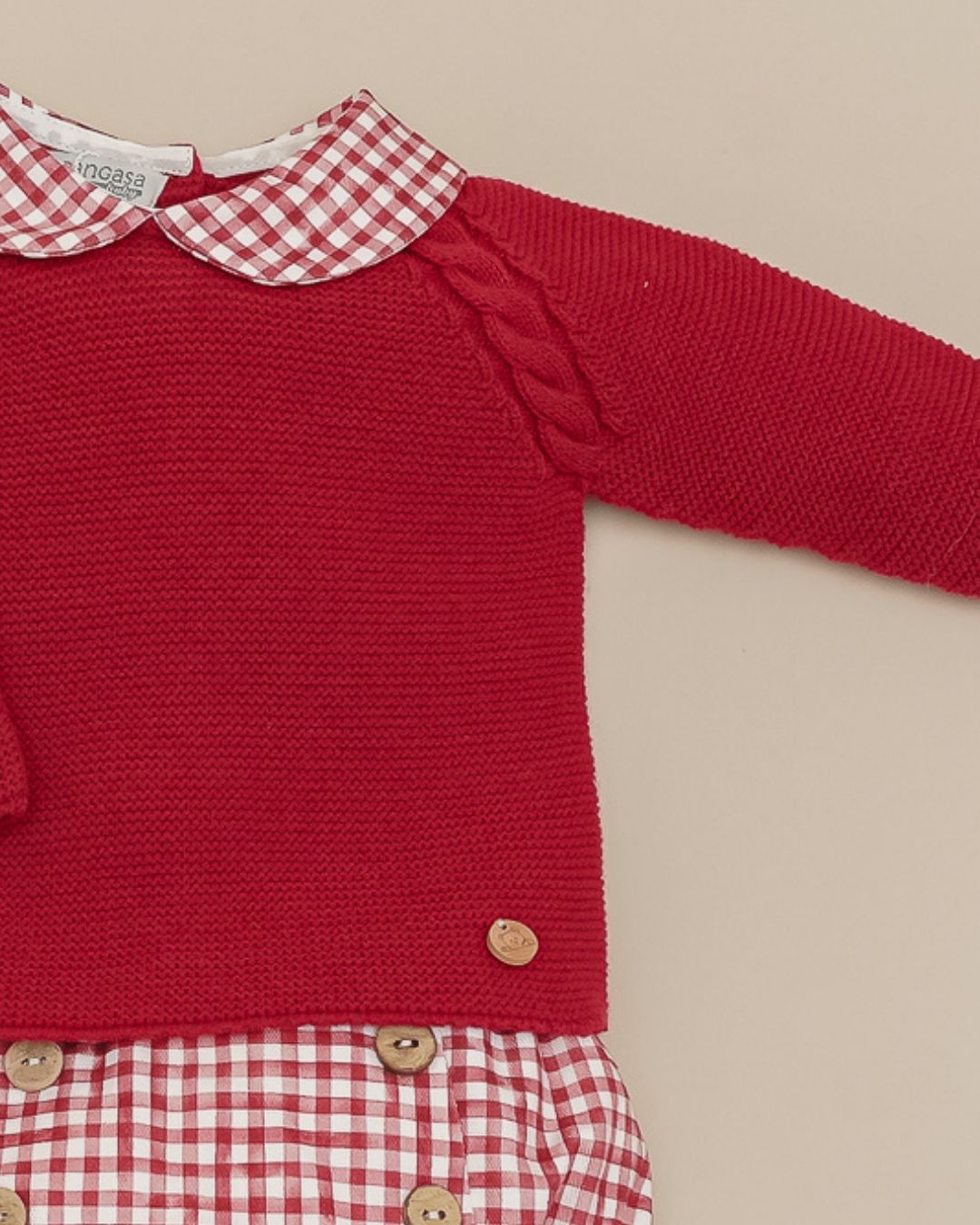 Conjunto Ranita Cuadros Granate Cereza 💖 Rouge Couture - Pangasa Baby