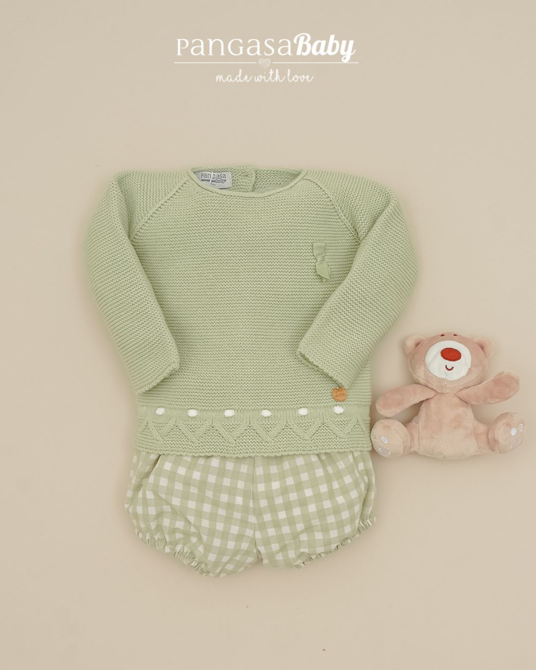 Conjunto Ranita Cuadros Verde Hoja 🍃 Baby Leaves - Pangasa Baby