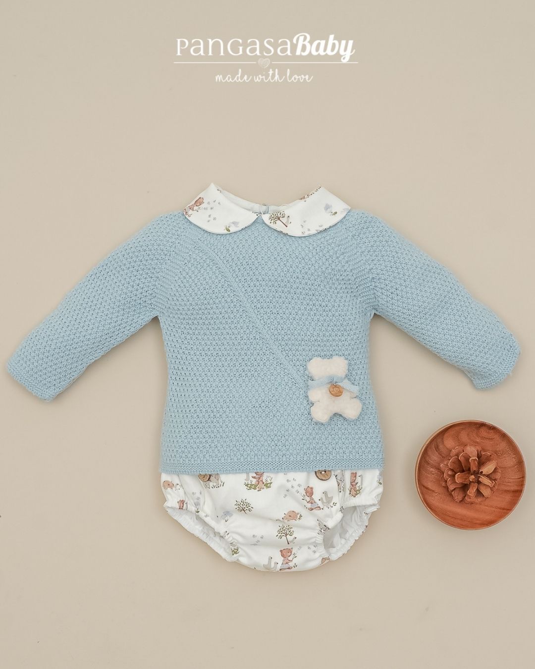 Conjunto Ranita Ositos Teddy Celeste Empolvado 🧸 Tiny Bear - Pangasa Baby