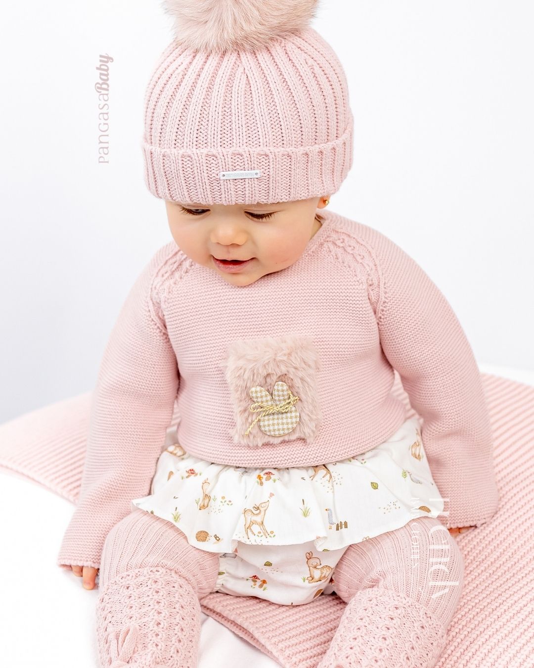 Conjunto bebe Braguita Bambi & Conejo Rosa Empolvado 🦌 Petite Bambi - Pangasa Baby