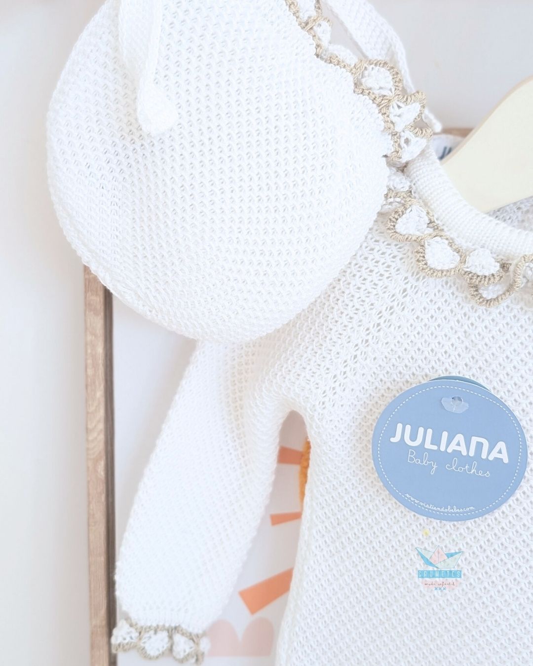 Conjunto bebé polaina Blanco/Beig 🍊 Colección Azahar - Juliana