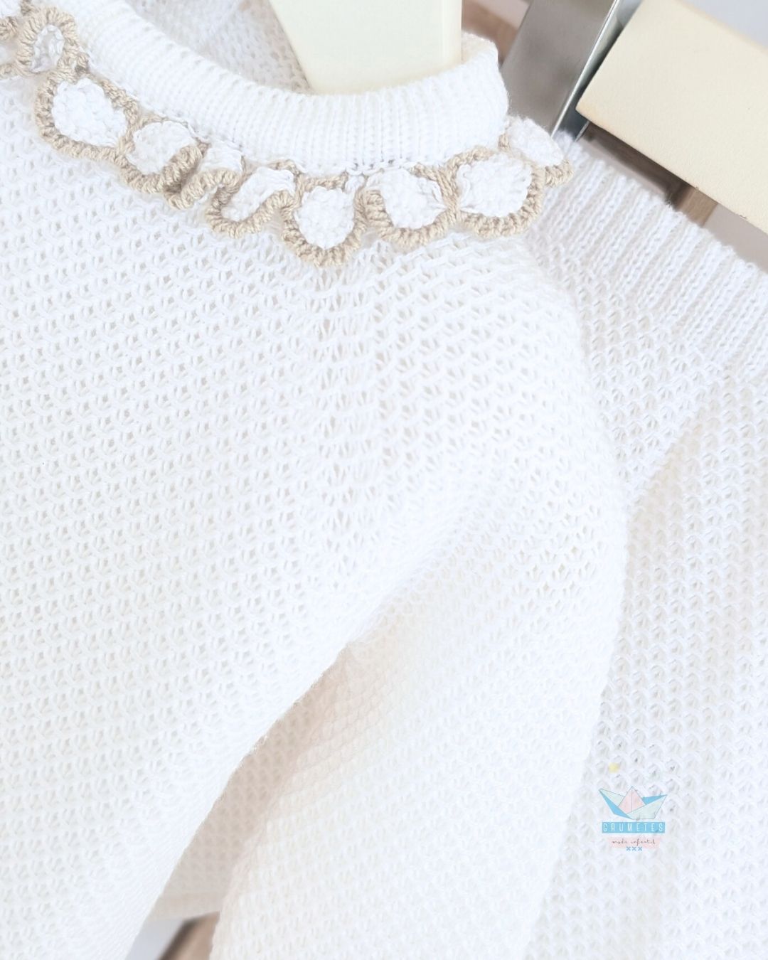 Conjunto bebé polaina Blanco/Beig 🍊 Colección Azahar - Juliana
