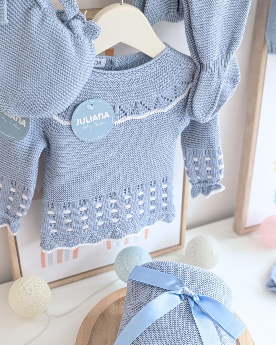 Conjunto bebé polaina Cielo/Blanco 🍊 Colección Mandarina - Juliana