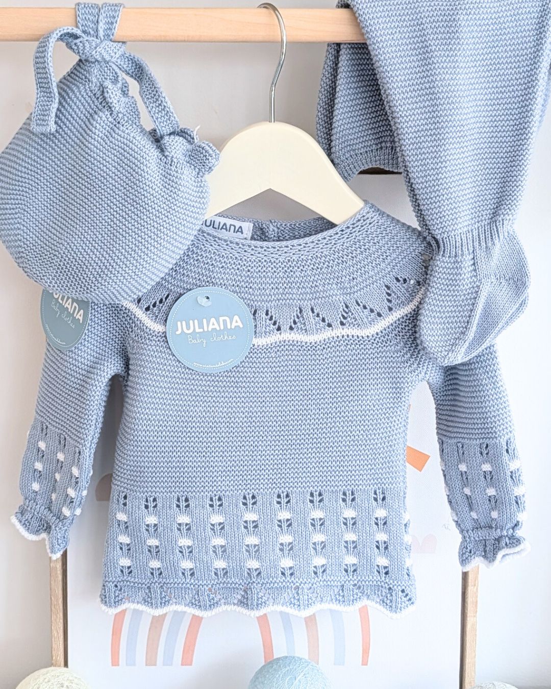 Conjunto bebé polaina CieloBlanco 🍊 Colección Mandarina - Juliana