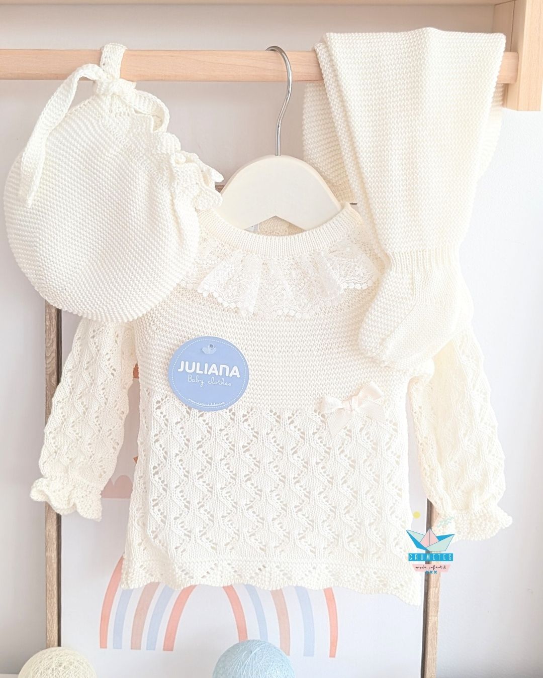 Conjunto bebé polaina Crudo 🤎 Colección Canela - Juliana