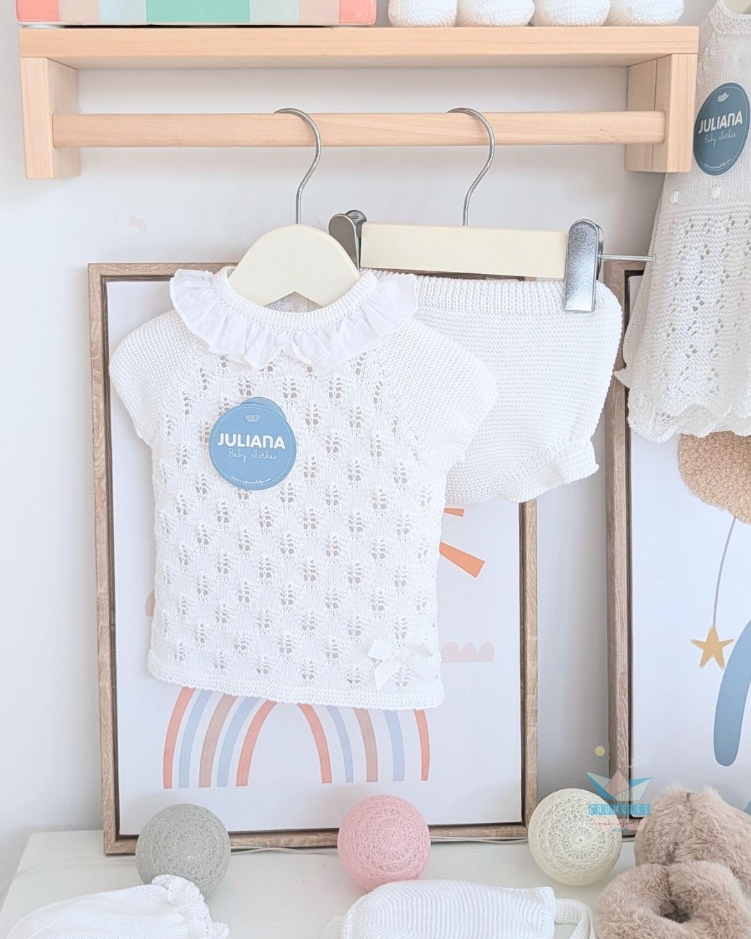 Conjunto bebé braga Blanco 🟣 Colección Ciruela - Juliana