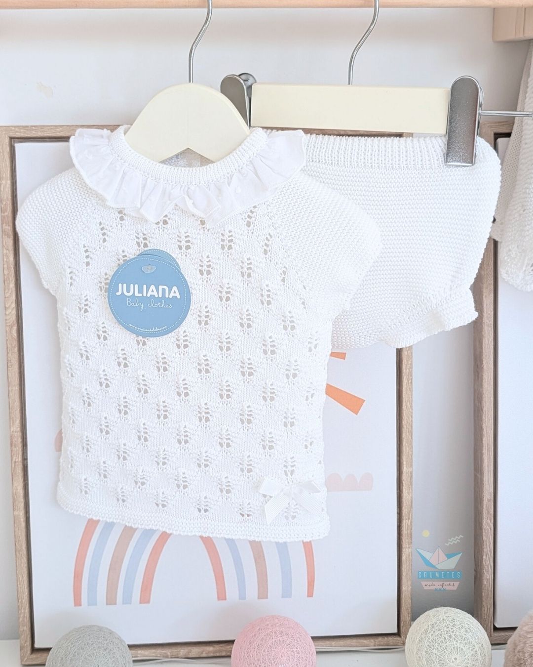 Conjunto bebé braga Blanco 🟣 Colección Ciruela - Juliana