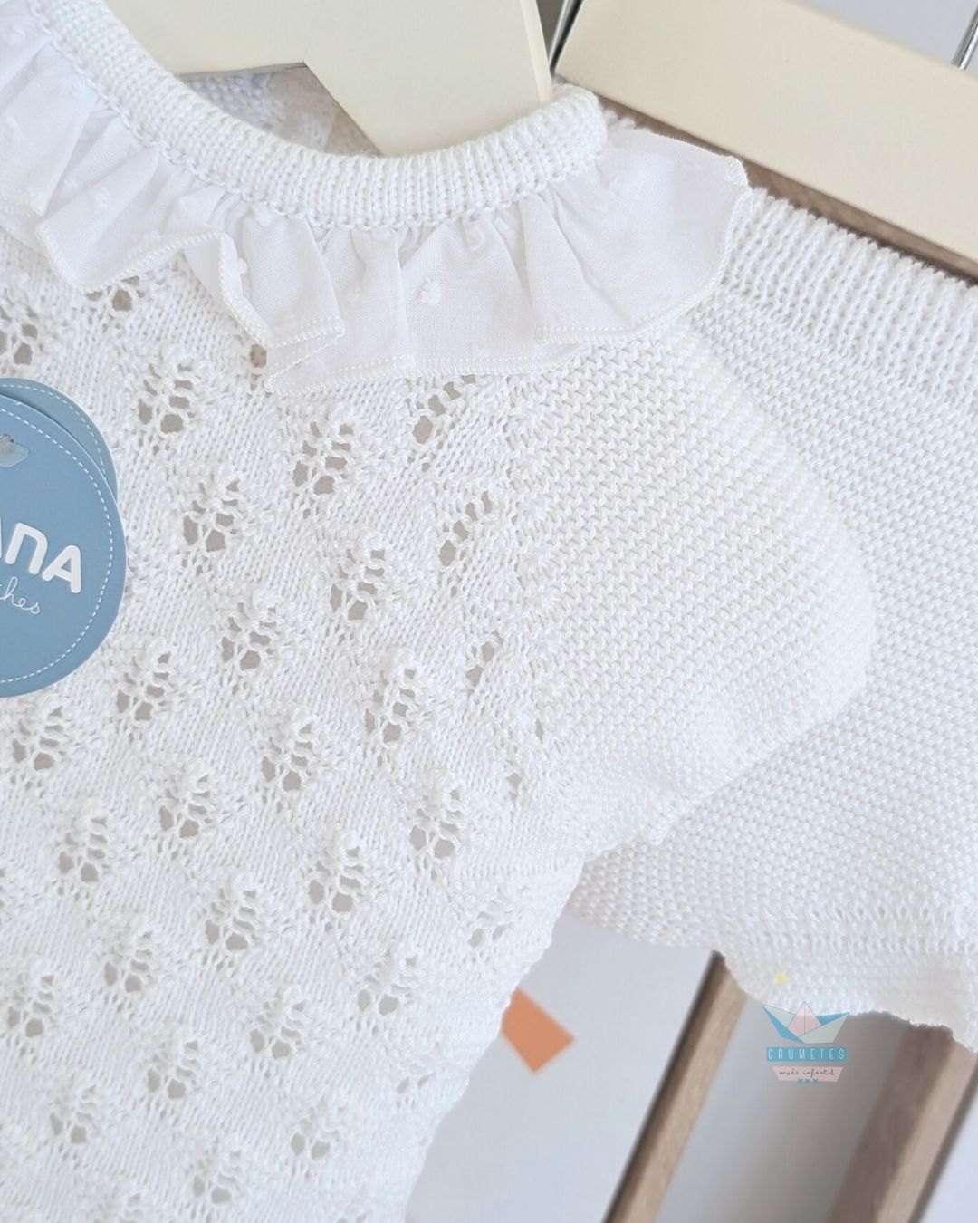 Conjunto bebé braga Blanco 🟣 Colección Ciruela - Juliana