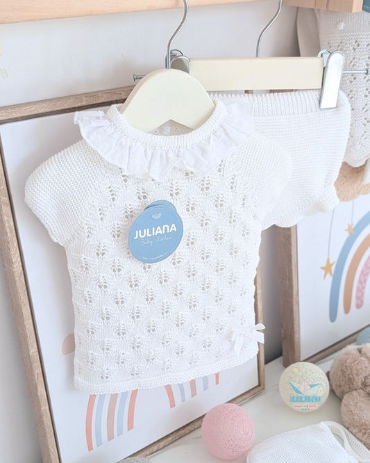 Conjunto bebé braga Blanco 🟣 Colección Ciruela - Juliana