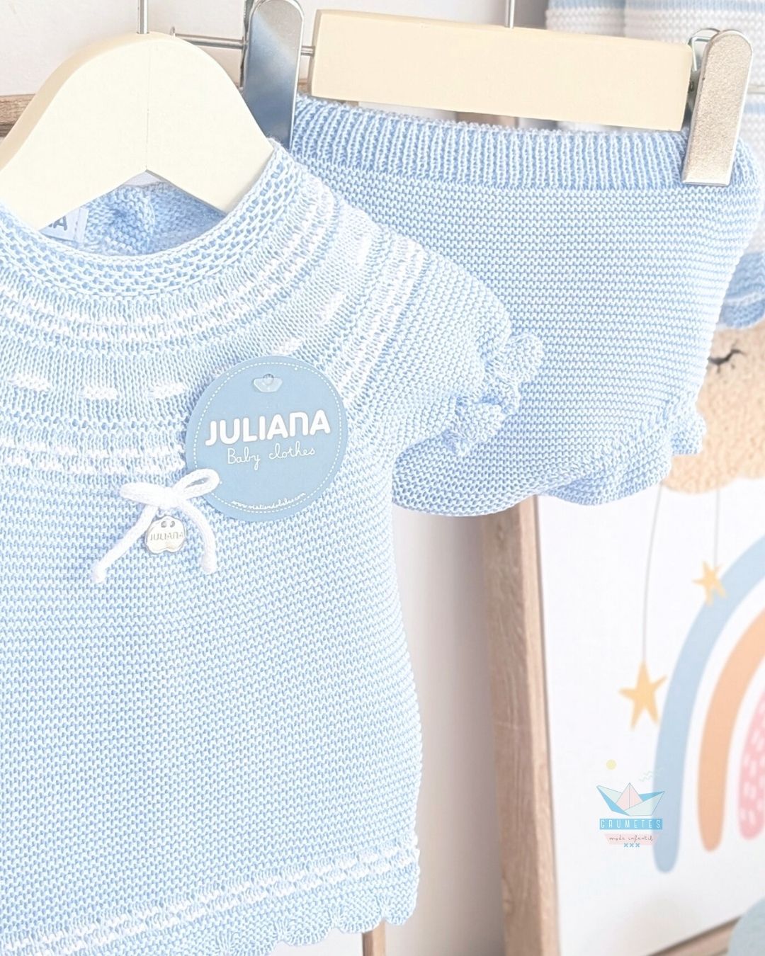 Conjunto bebé braga Celeste/Blanco 💜 Colección Arándano - Juliana