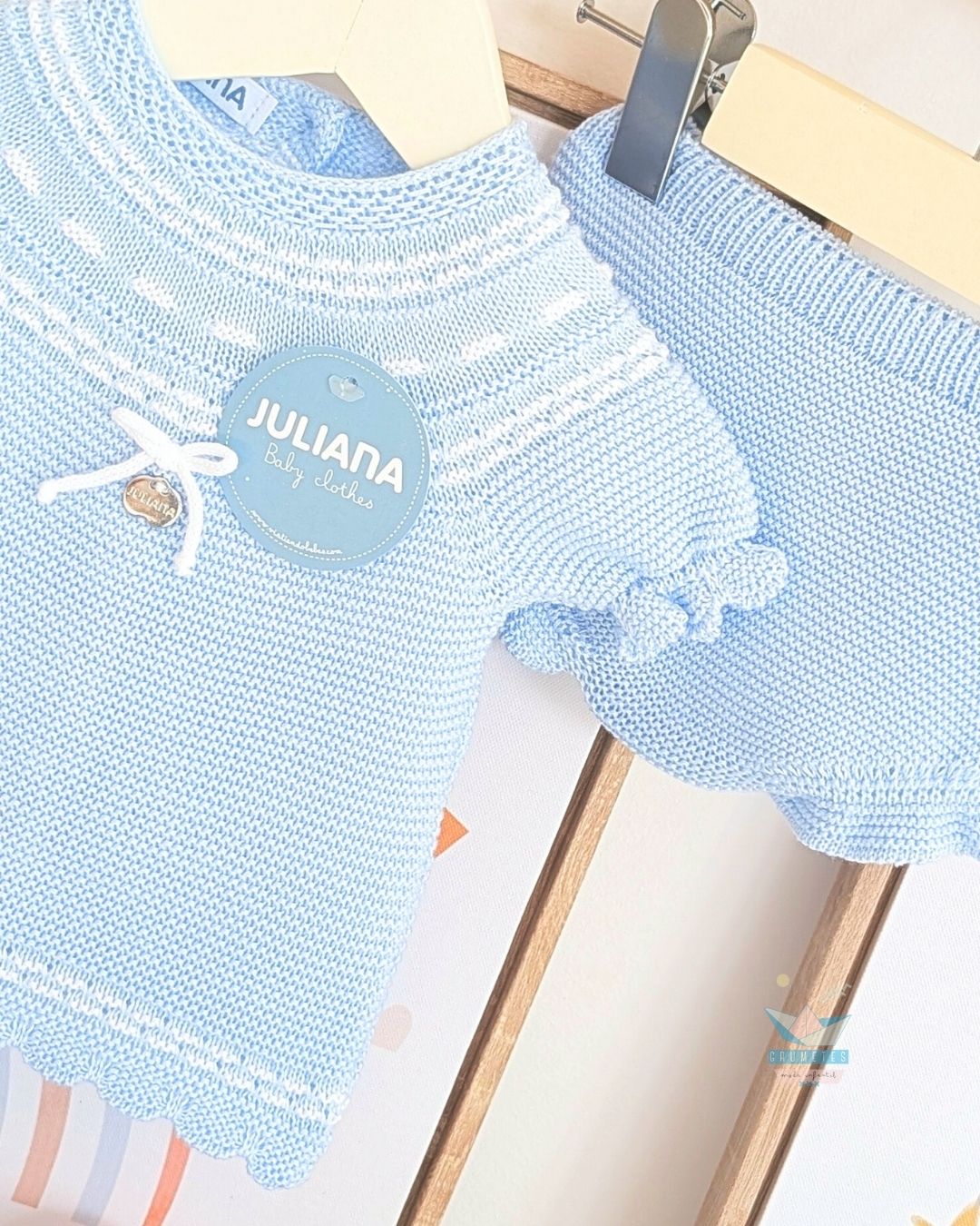 Conjunto bebé braga Celeste/Blanco 💜 Colección Arándano - Juliana